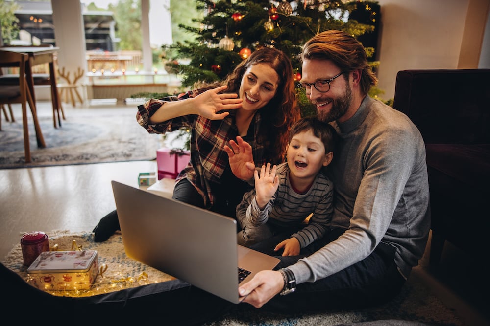 Connecting with family over video call during Christmas