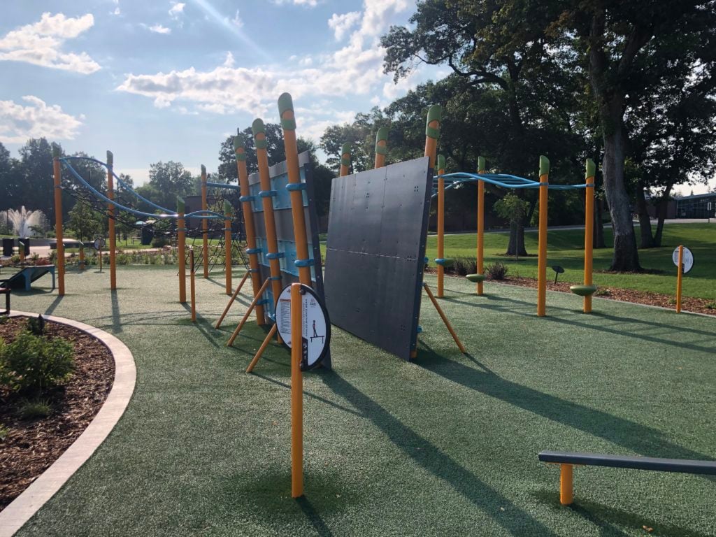 outdoor workout area at shoreview playground