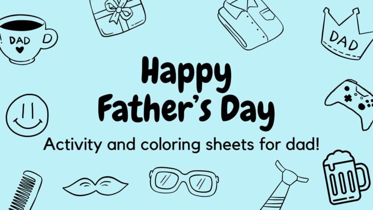 Activity and Coloring Sheets for dads