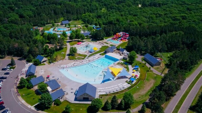 bunker hill beach in coon rapids minnesota overhead shot