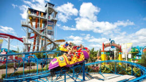 roller coaster at planet snoopy in valleyfair