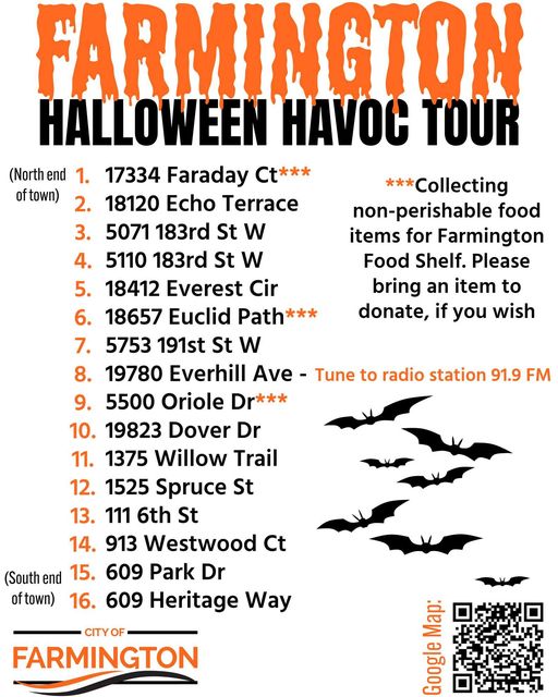 farmington halloween lights tour map