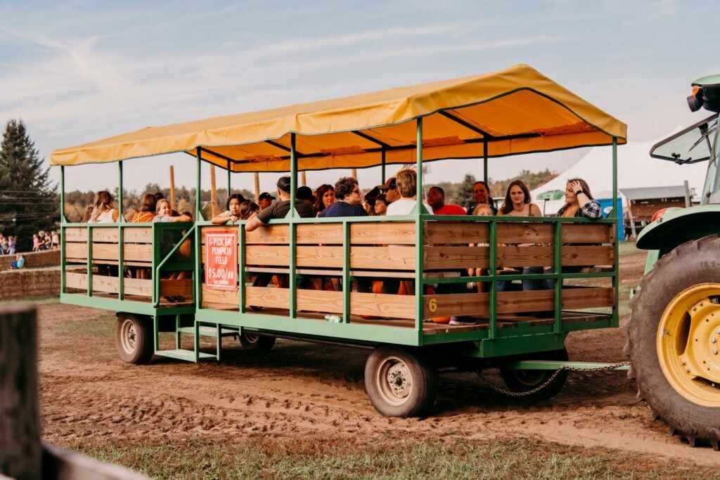 hayride to the pumpkin patch at pinehaven farm in wyoming minnesota