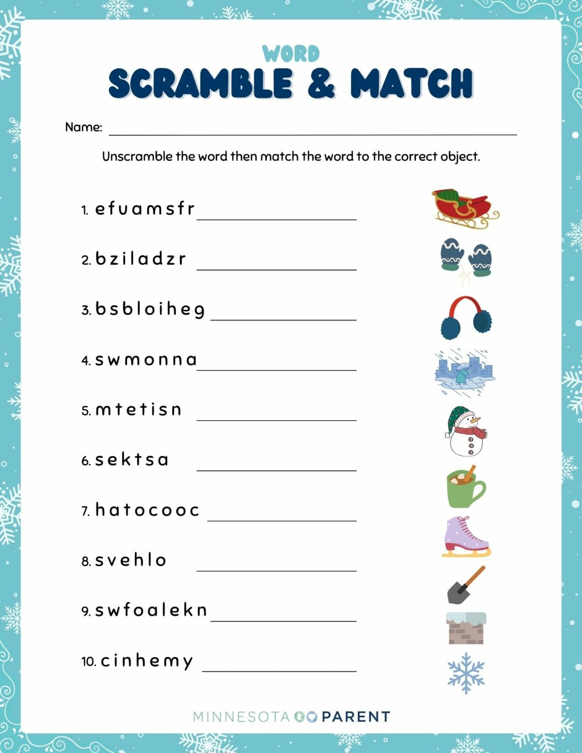 Free Winter Printables and Activity Pages for Kids - Minnesota Parent