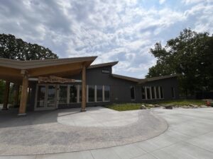 Mississippi Gateway Regional Park visitor center front entrance in Brooklyn park
