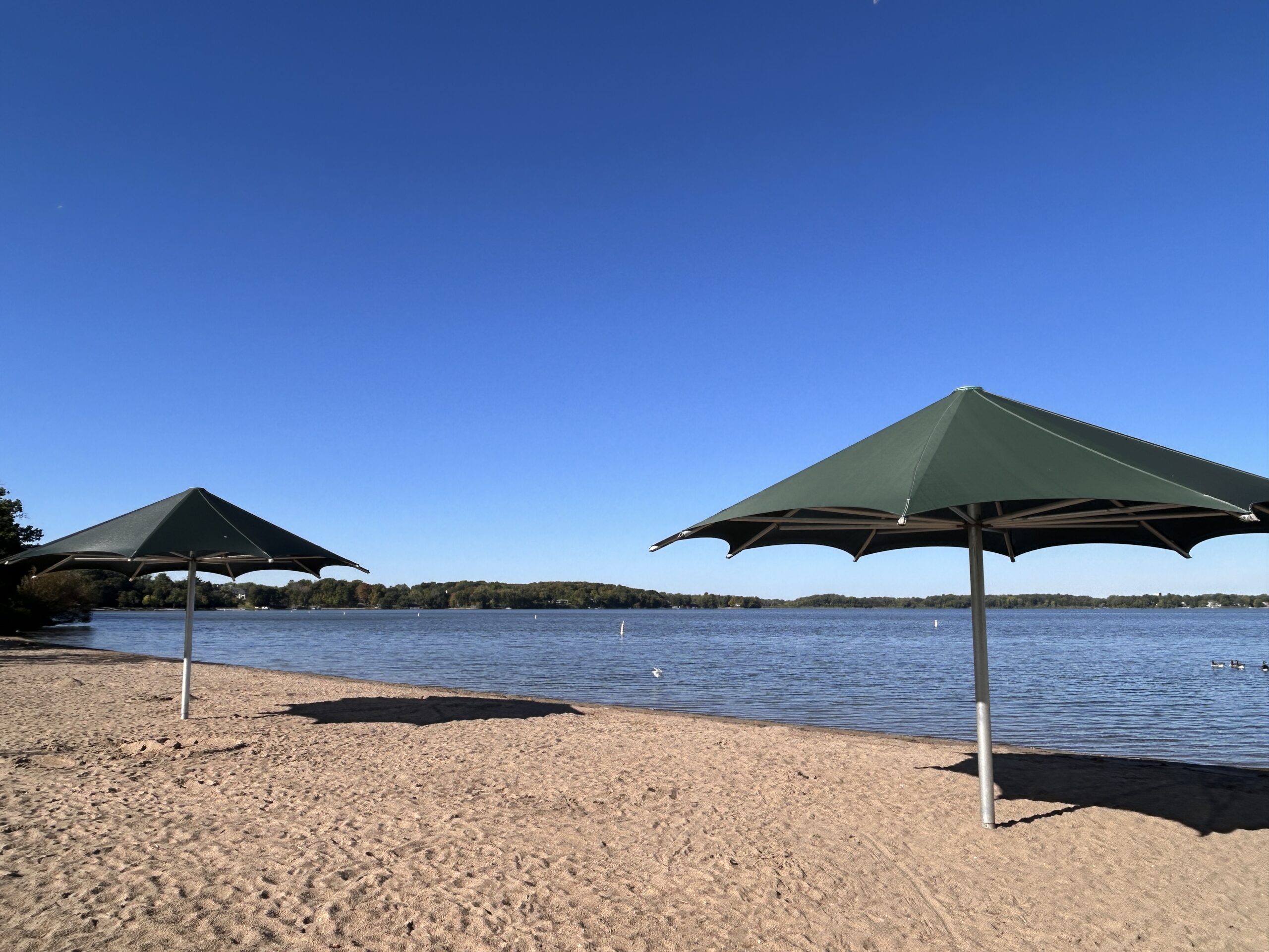lake independence swimming area and beach in maple plain at baker park reserve