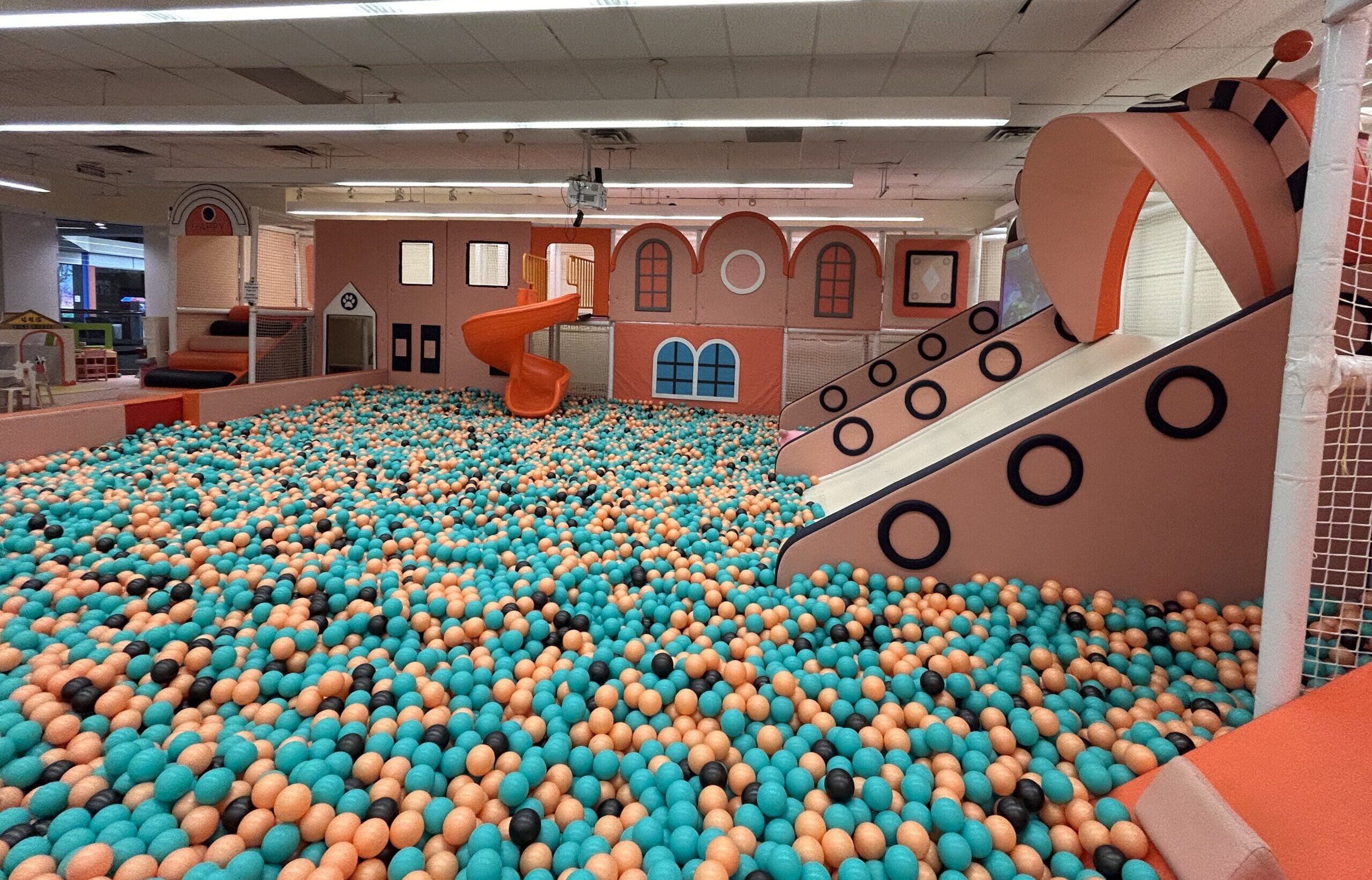 huge ball pit play area at kids castle in maplewood mall in minnesota