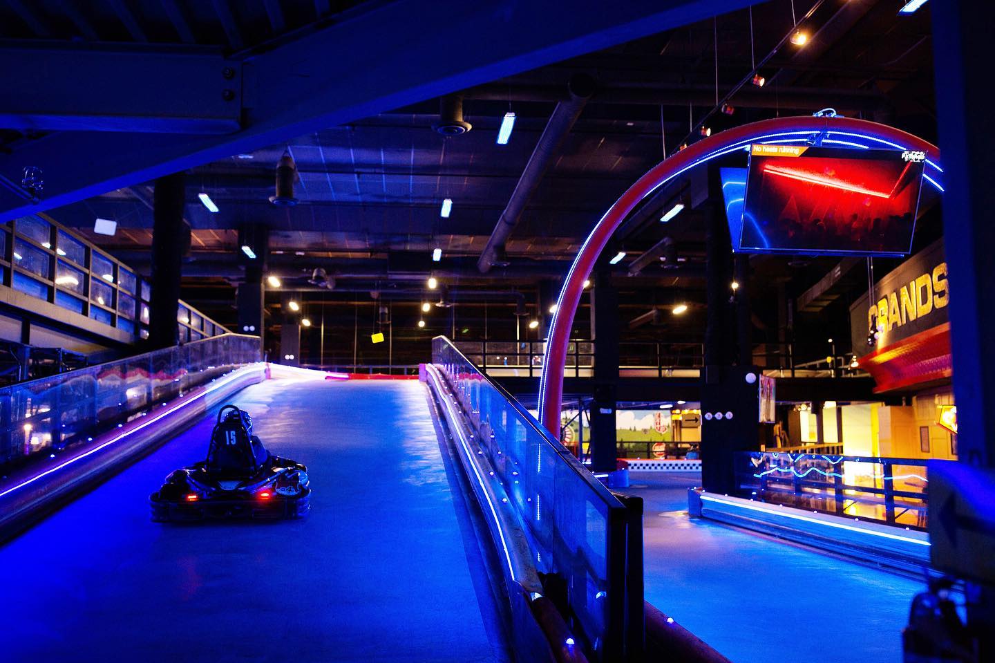 go karts in the dark at the fair on 4
