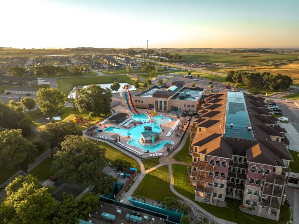 sky view of bridges bay resort in iowa